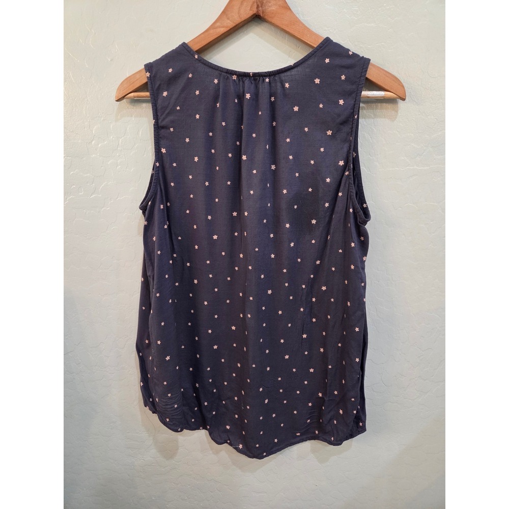 Sonoma Goods For Life Navy Blue Pink Floral Star Print V-Neck Sleeveless Top M - Picture 2 of 5